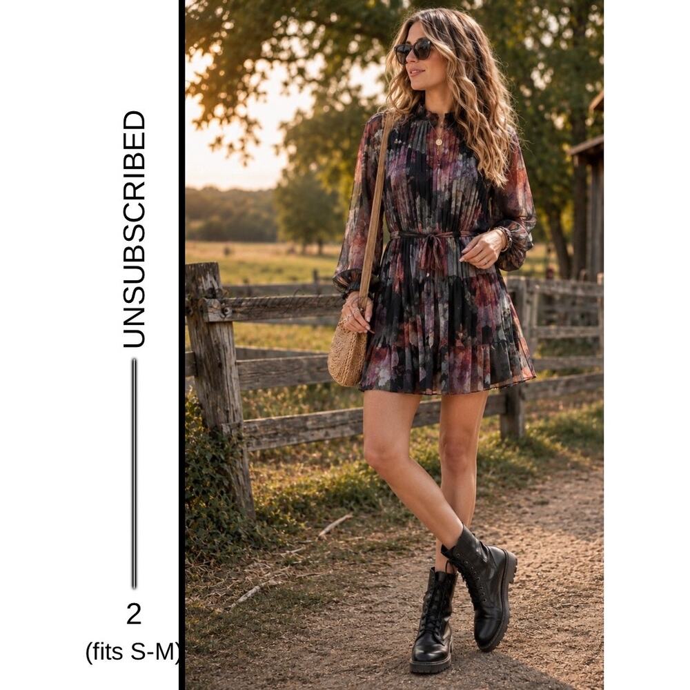 MSRP $428 ✨ Unsubscribed “4069” Printed Sheer Mini Dress – Size 2 (Fits S-M) ✨